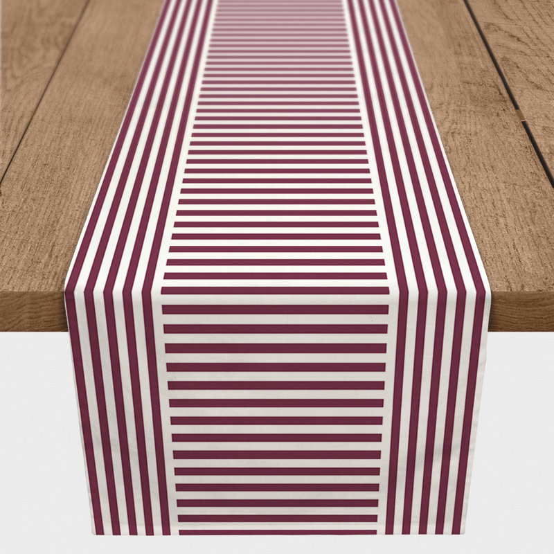 Chambre Rectangle Striped Polyester Table Runner, 72" x 16", Purple