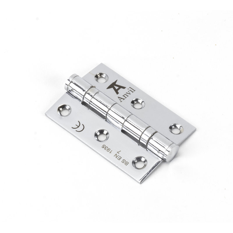 7.6cm H x 5.3cm W Butt Bearing Pair Door Hinges, Polished Chrome