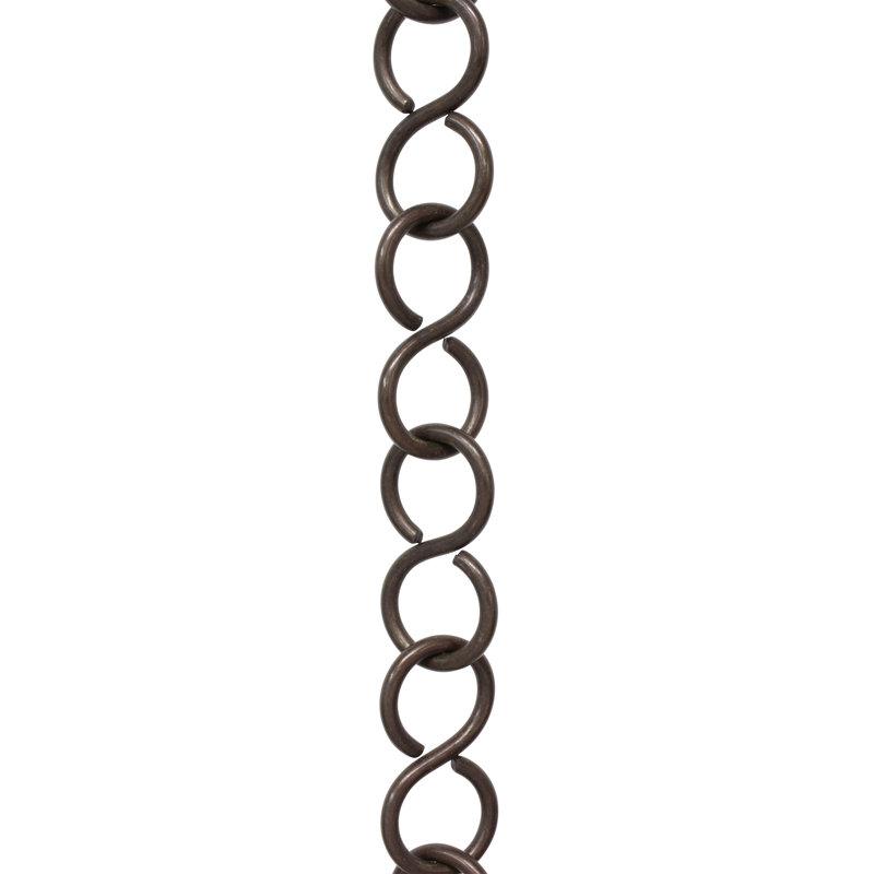 Chaîne en laiton massif en forme de S non soudée, Bronze, H 36 po x l 0,94 po x P 0,16 po