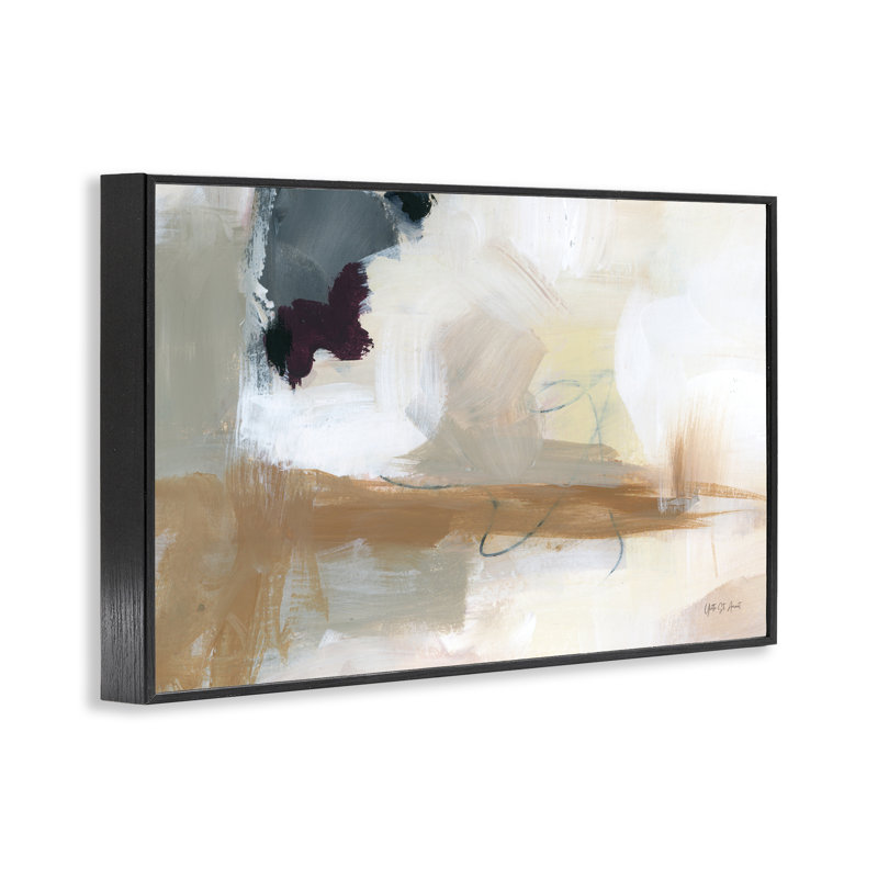 Giclée abstraite encadrée «Bluster Tan», conception d'Yvette St. Amant, H 12 po x l 18 po, Giclée encadrée noir minuit