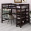 Lit mezzanine avec tablettes de rangement et bureau sous le lit-1140878370