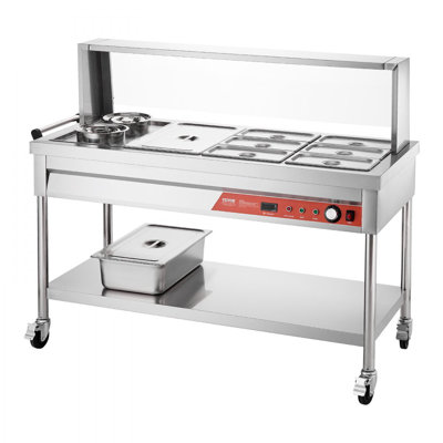 Table chauffante commerciale 7 casseroles + 2 casseroles avec réchaud