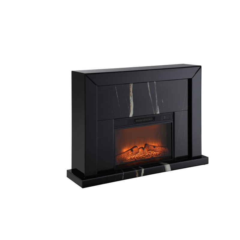Drisana Black Mirrored Finish Fireplace