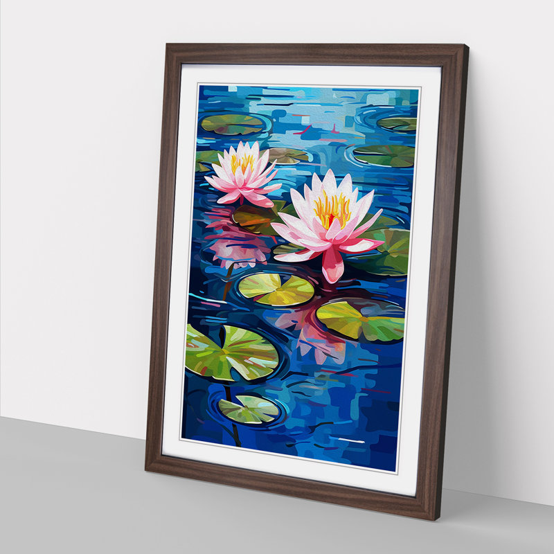 Water Lily Dadaism Art - Framed Print, Walnut Framed, 64cm H x 46cm W
