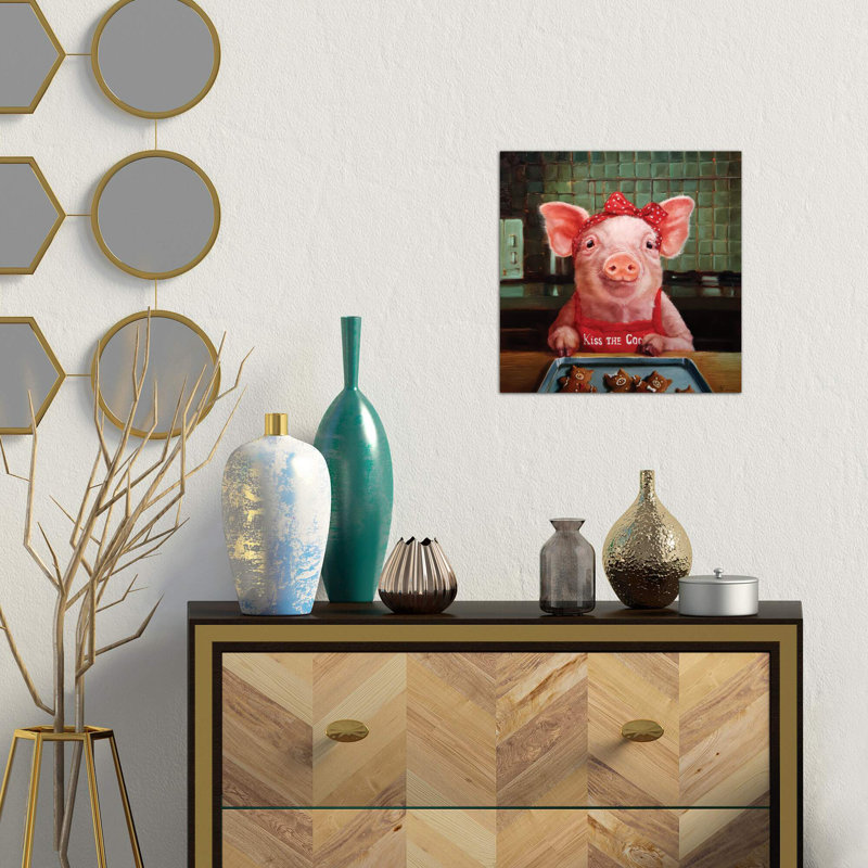 Gingerbread Pigs by Lucia Heffernan - Wrapped Canvas Painting, 45.72 cm H x 45.72 cm W x 1.91 cm D