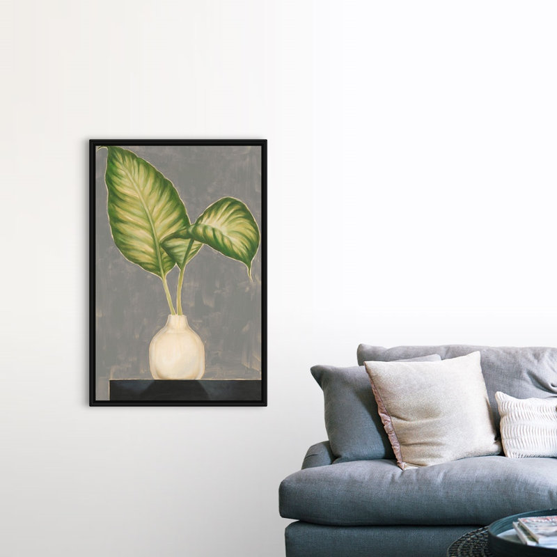 Art mural sur toile Frond In Vase IV, H 50 po x l 34 po, Toile encadrée noire