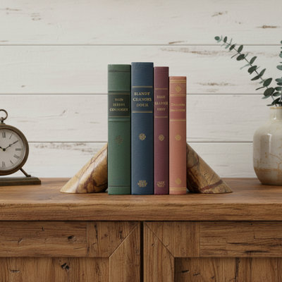 Ensemble de deux serre-livres décoratifs en marbre brun