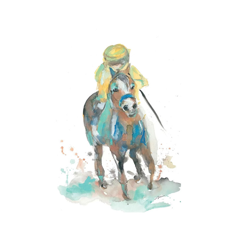 A Jockey And His Horse by Jessica Mingo - Wrapped Canvas Painting, 66.04 cm H x 45.72 cm W x 1.91 cm D