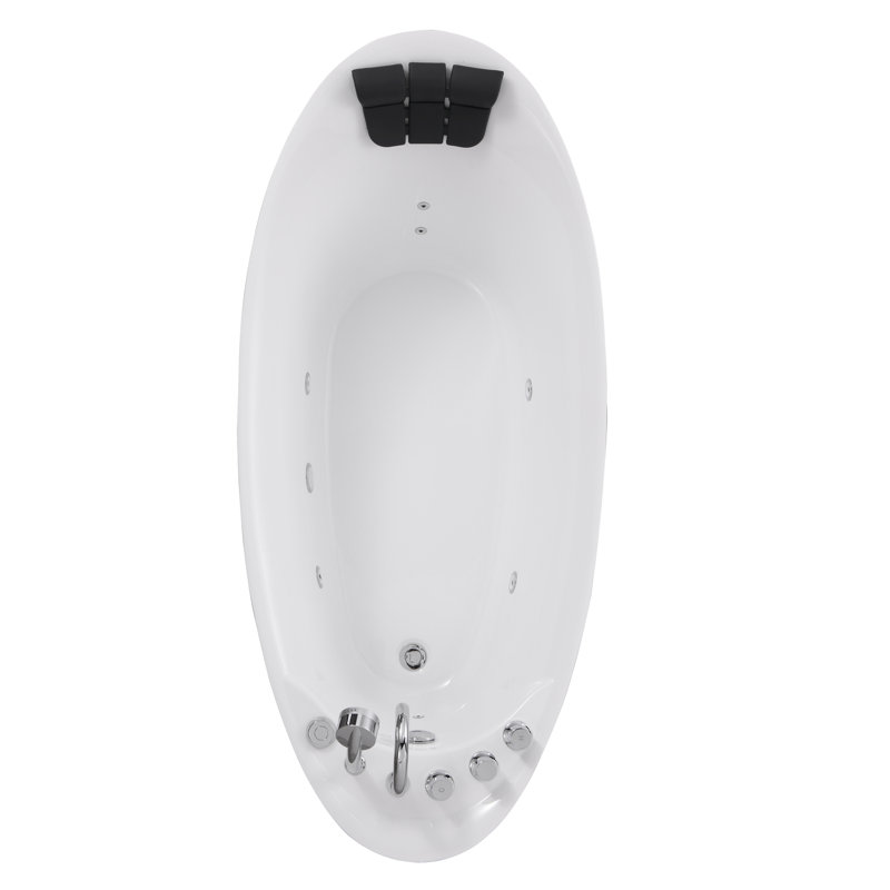 67'' White Acrylic Freestanding Whirlpool Bathtub with Faucet