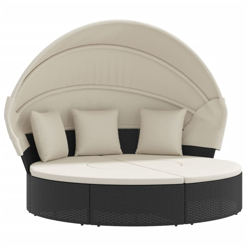  Outdoor Lounge Bed Black And Cream, Cream, Black