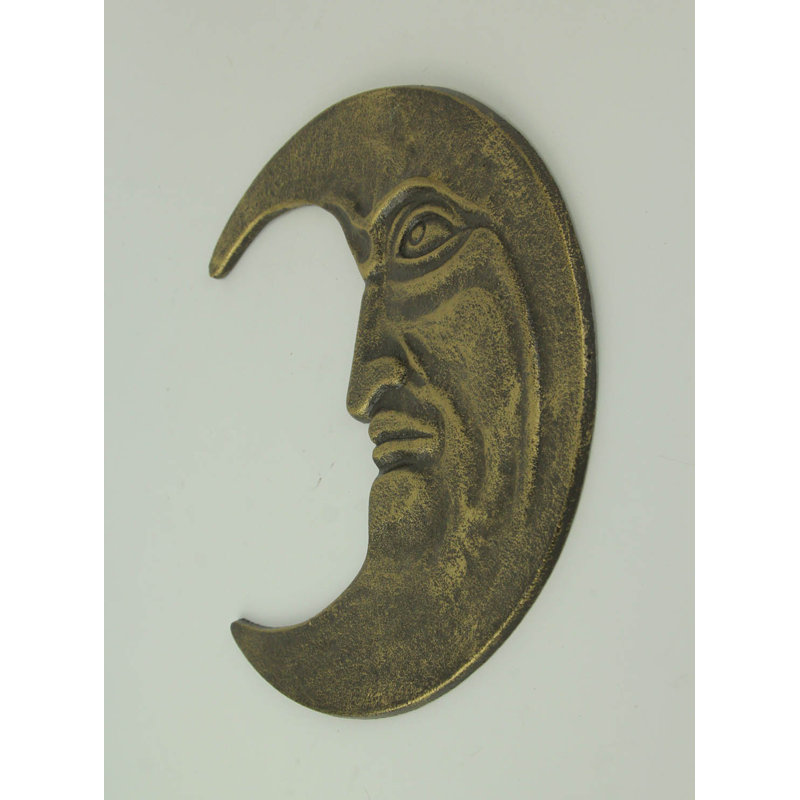 Sculpture murale rétro en fonte céleste en bronze antique - H 11,75 po x L 10,5 po x l 0,75 po