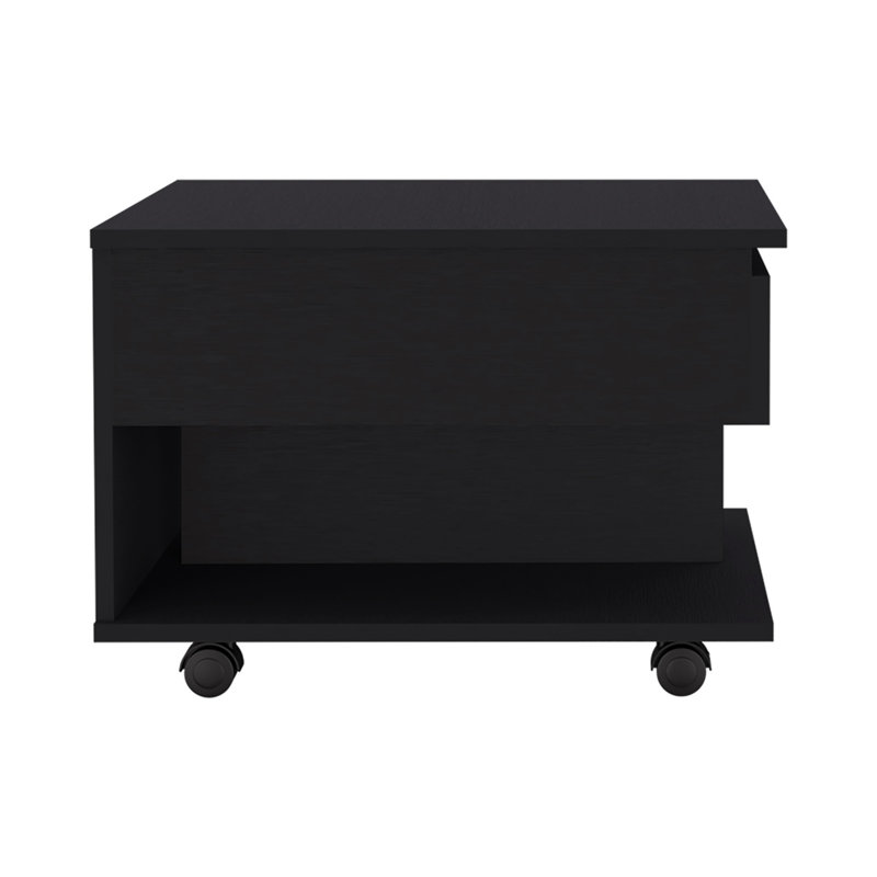 Table basse à plateau relevable, roulettes, une tablette, Noir, noir, noir, noir, Noir, noir, noir, noir