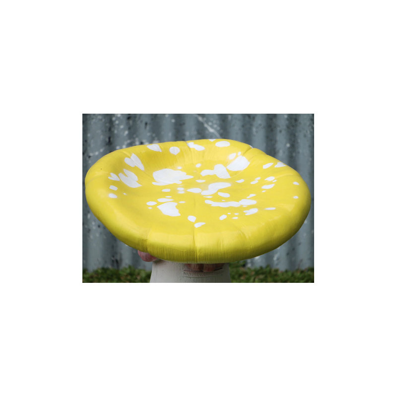 Statue simple tabouret champignon surdimensionné, Blanc / Vert / Jaune