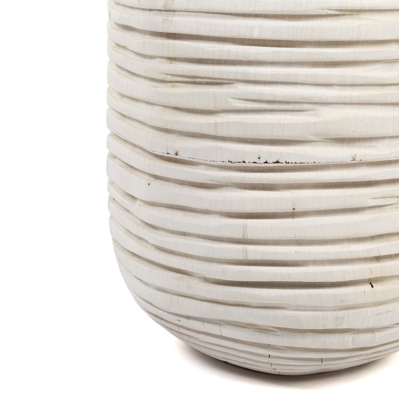 Beto Handmade Wood Table Vase, Ivory
