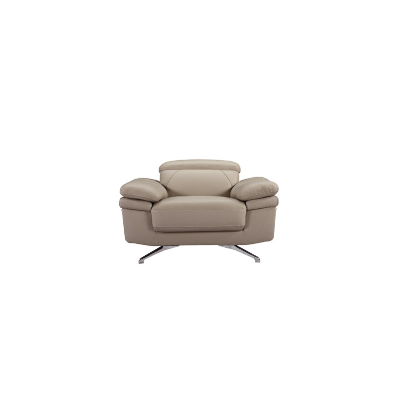 Fauteuil club en cuir Belpre, Cuir synthétique gris pâle