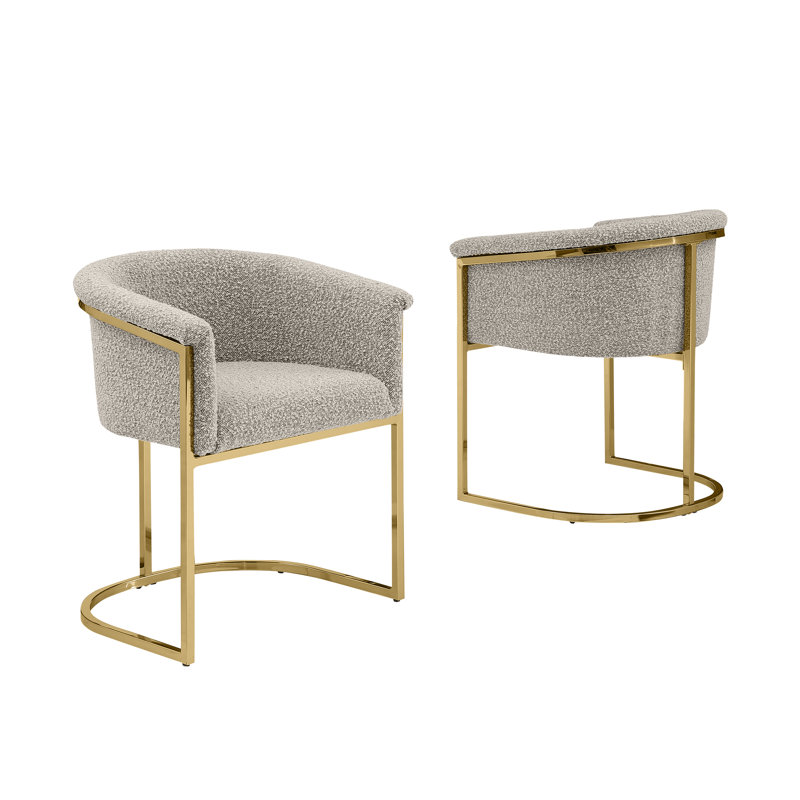 Chaises d'appoint en tissu avec base Boucle, Gris, Or