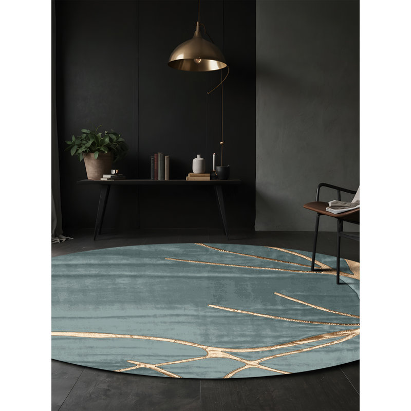 Machine Washable Gray Area Rug, Round 8'