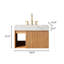 Meuble-lavabo mural de luxe en bois naturel 30 po avec meuble-lavabo flottant Mid-Century