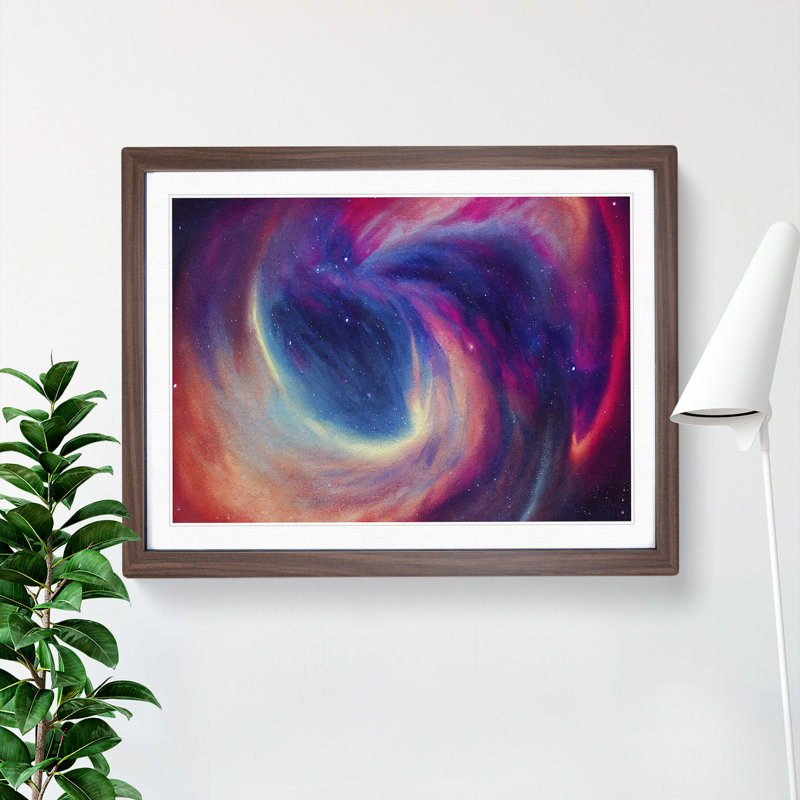 Galaxy Watercolour Vol.3 - Single Picture Frame Print, 46cm H x 64cm W x 2cm D, Walnut Framed