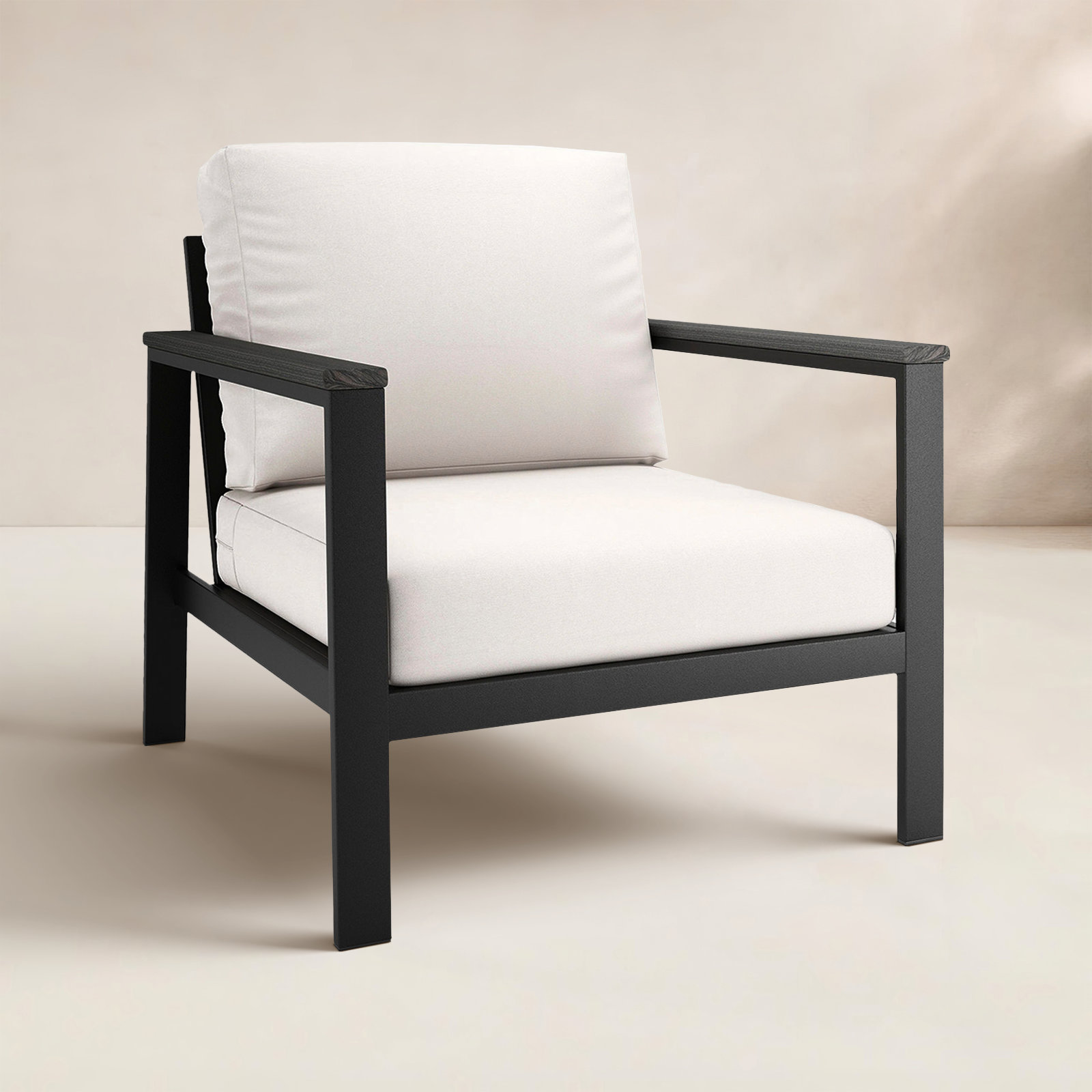 Townsend Outdoor Patio Lounge Chair with Sunbrella Cushions, Canvas White Sunbrella® Canvas, Gray, Yes