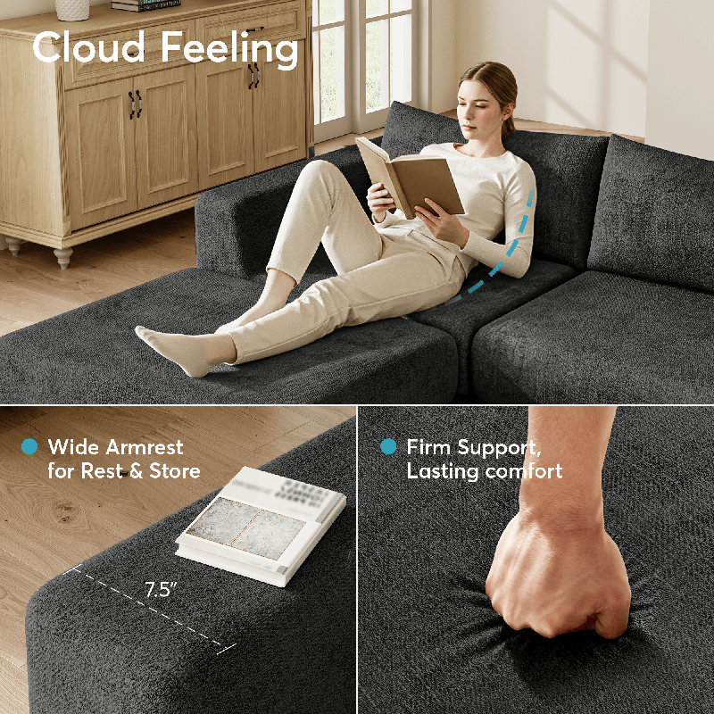 Canapé modulaire en forme de L Boneless Cloud Boneless Cloud, Gris