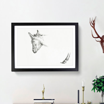 Sketch of a Donkey by Jean Bernard - Picture Frame Drawing Print