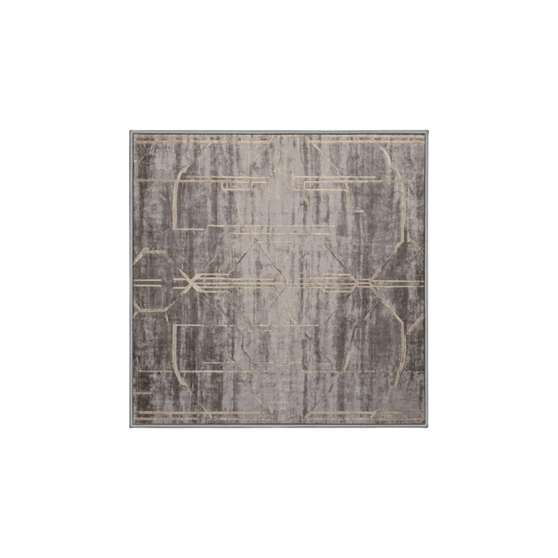 Tapis gris lavable à la machine, Carré 4 pi