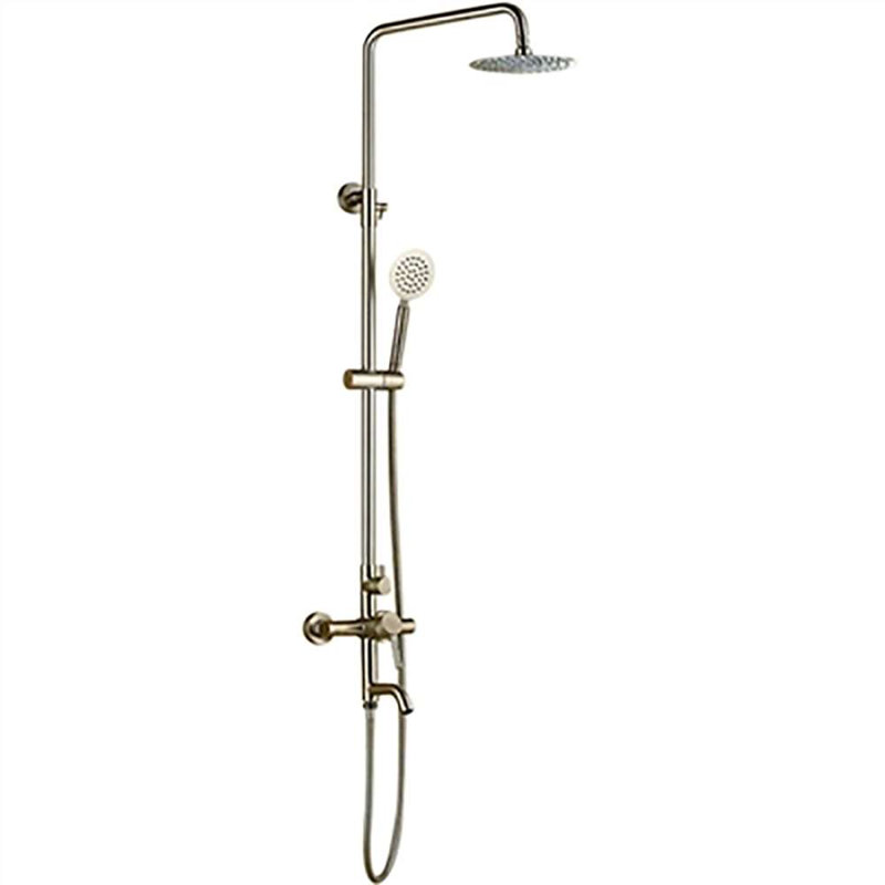 Naples Wall Mount Brushed Nickel Shower Set with 8-Inch Rainfall Shower Head and Handheld – Solid Brass Construction