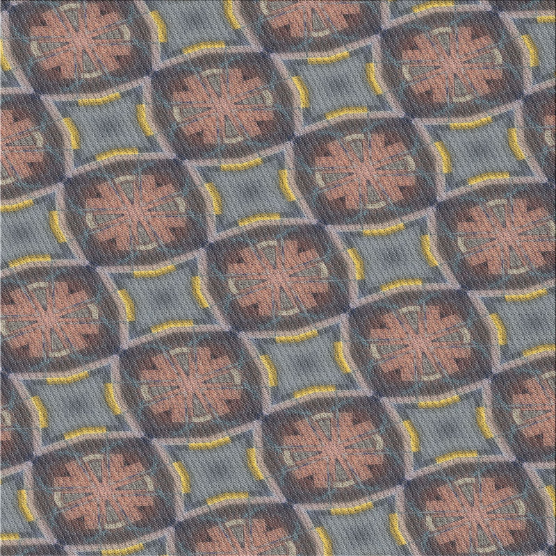 Tapis gris/rouge/jaune à motifs Hlavacek, Carré 5 pi