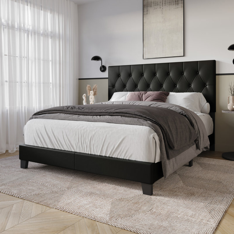 Araseli Upholstered Standard Bed, Queen, Black