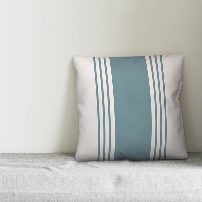 Coussin Farmhouse, 20 po x 20 po, Pas de bourre, Blanc/vert