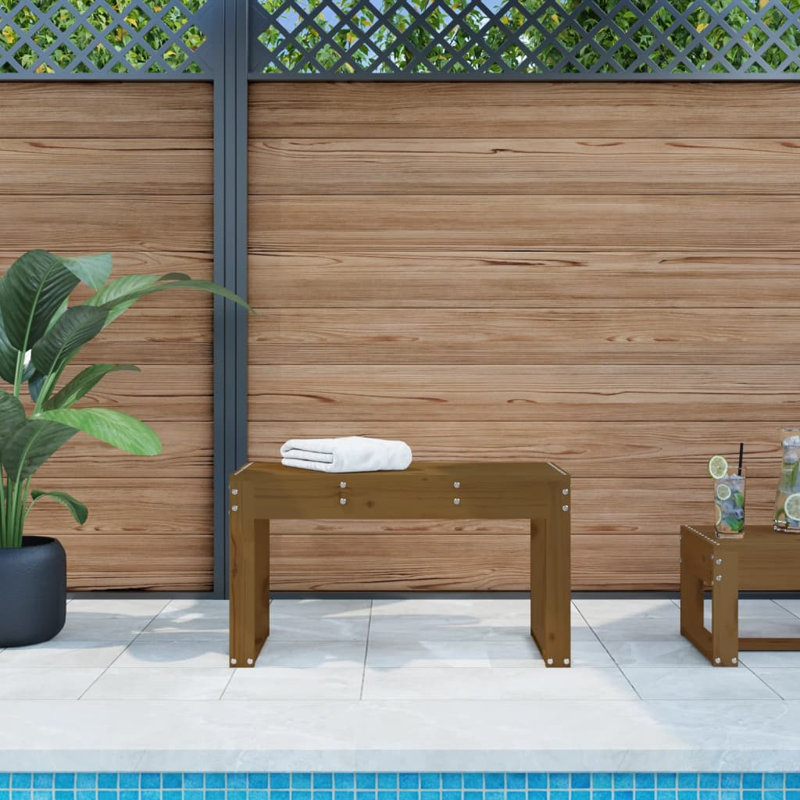 Lovington Solid Wood Pine Outdoor Bench, Honey Brown