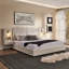 Très grande base de lit tapissier en velours avec rayures verticales, boutons et lampes de chevet réglables-325606200-326146013