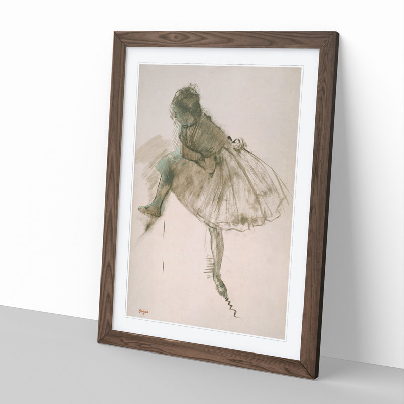 Study of a Ballet Ballerina Dancer Vol.2 by Edgar Degas - Framed Print, Walnut Framed, 36cm H x 27cm W x 2cm D