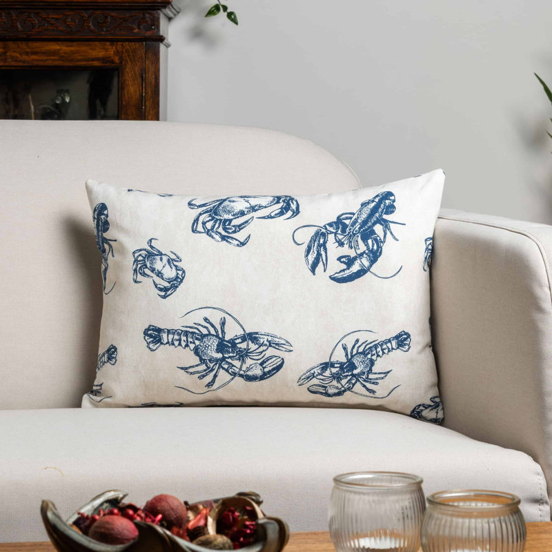 Crab and Lobster Nautical Cushion Cover, 43x30cm, Cover only