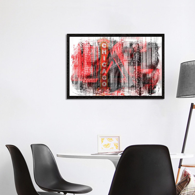 Chicago Geometric Mix No. 4 by Melanie Viola - Print on Canvas, 66.04cm H x 101.6cm W x 3.81cm D, Black Framed