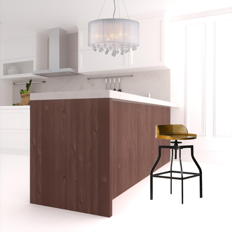 Greth Swivel Adjustable Height Counter Stool with Metal Frame, Light Brown
