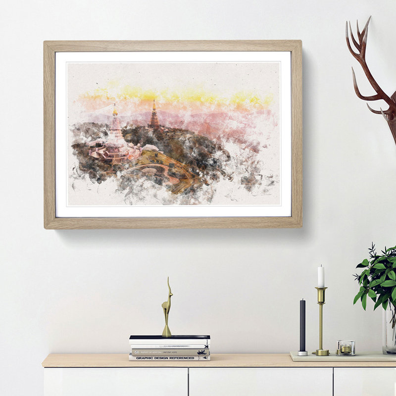 Doi Inthanon Ban Luang Thailand - Picture Frame Painting, 36cm H x 48cm W x 2cm D, Oak Framed