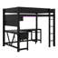 Lit mezzanine moderne en bois pleine grandeur avec bureau intégré, station de charge, lumière DEL, tablette de rangement, organisateur en tissu et rails de sécurité-91081905