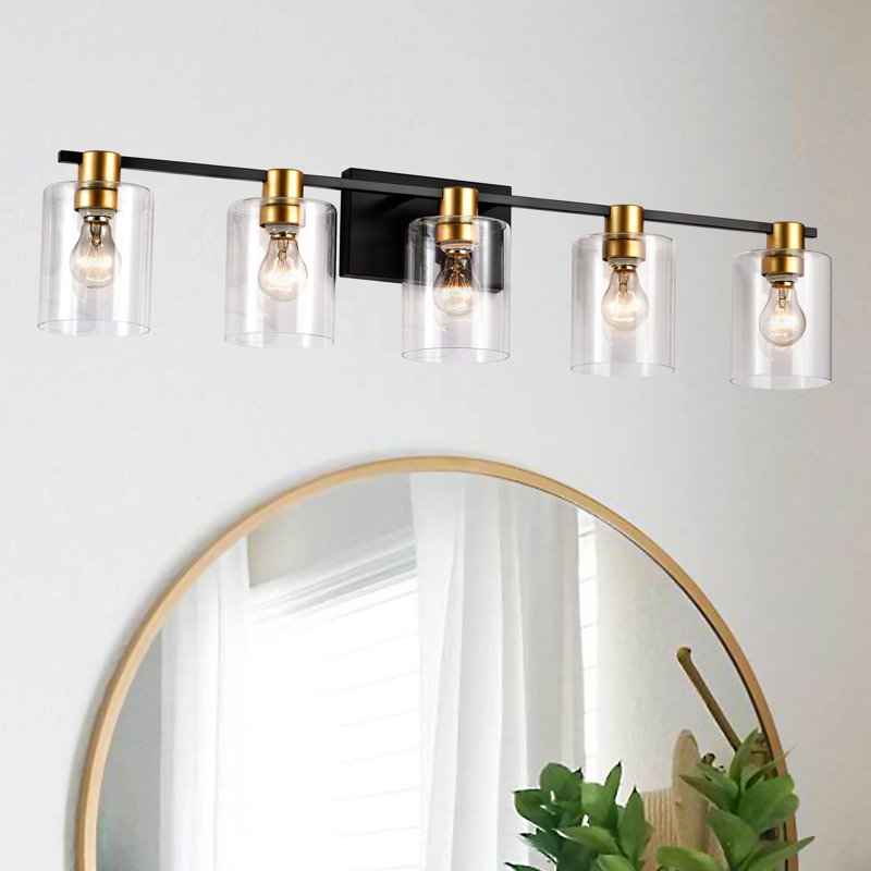 Bathroom Light Fixtures, 5 Lights, 8.66" H x 37.4" W x 6.29" D
