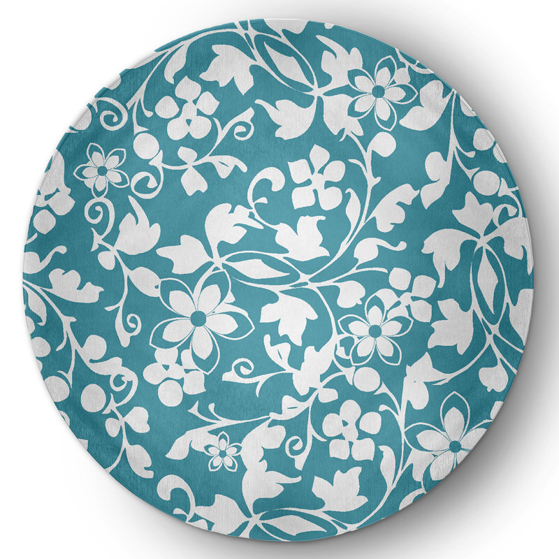 Chenille Floral Indoor Rug, Round 5'