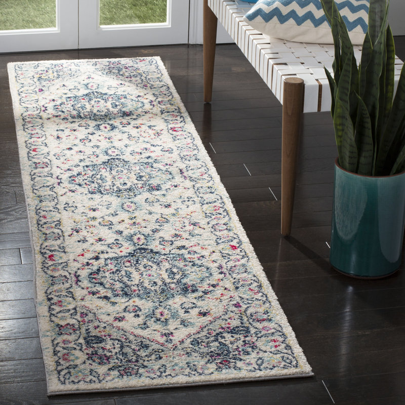 Christa Oriental Navy/Fuchsia/Ivory Area Rug, Runner 2' x 8'