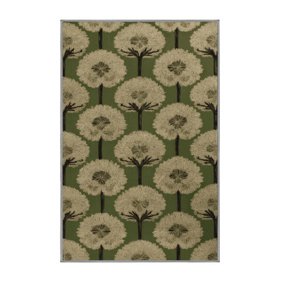 Tapis botanique brun lavable à la machine