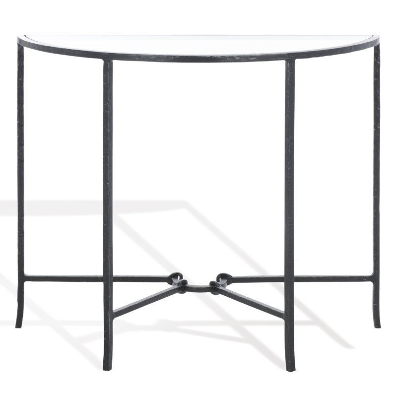 Markley Forged Metal Half Moon Console Table, Black