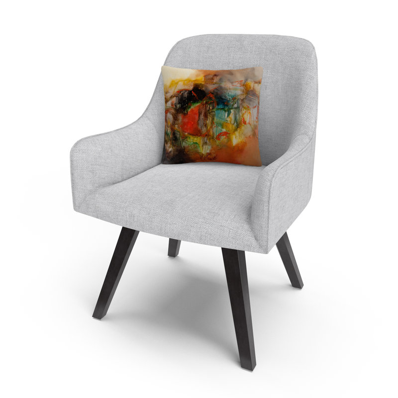 Abstract Multicolor Polyester Square Throw Pillow 16x16