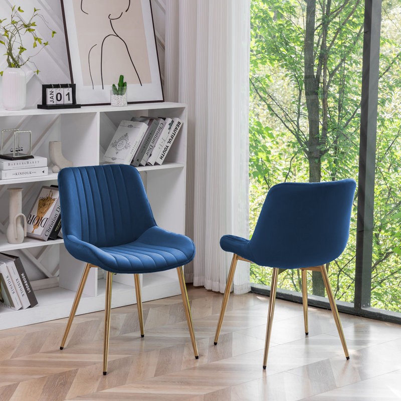 Chaise d'appoint rembourrée en velours Alannah, Bleu