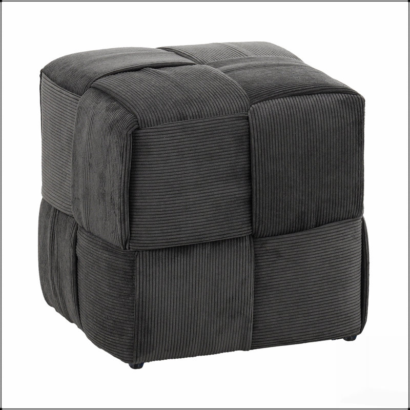 Soft and Comfortable Square Corduroy Ottoman Foot Rest, Perfect for Relaxation and Living Room Decor, Corduroy, Grey, Black