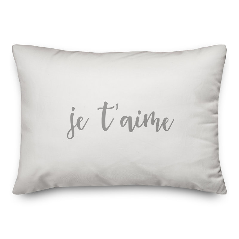  Coussin Je T'aime, Gris / blanc