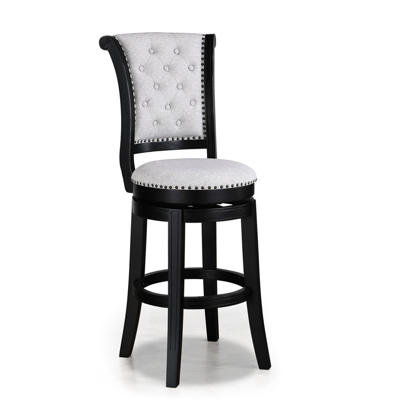 Chaises pivotantes à hauteur de comptoir 2 pièces, sièges rembourrés et fabrication stable en bois pour les tabourets de pub avec base de revêtement en tissu