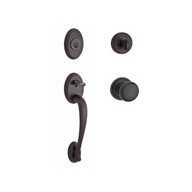 Columbus Handleset with Single Cylinder Deadbolt and Door Knob and Rosette